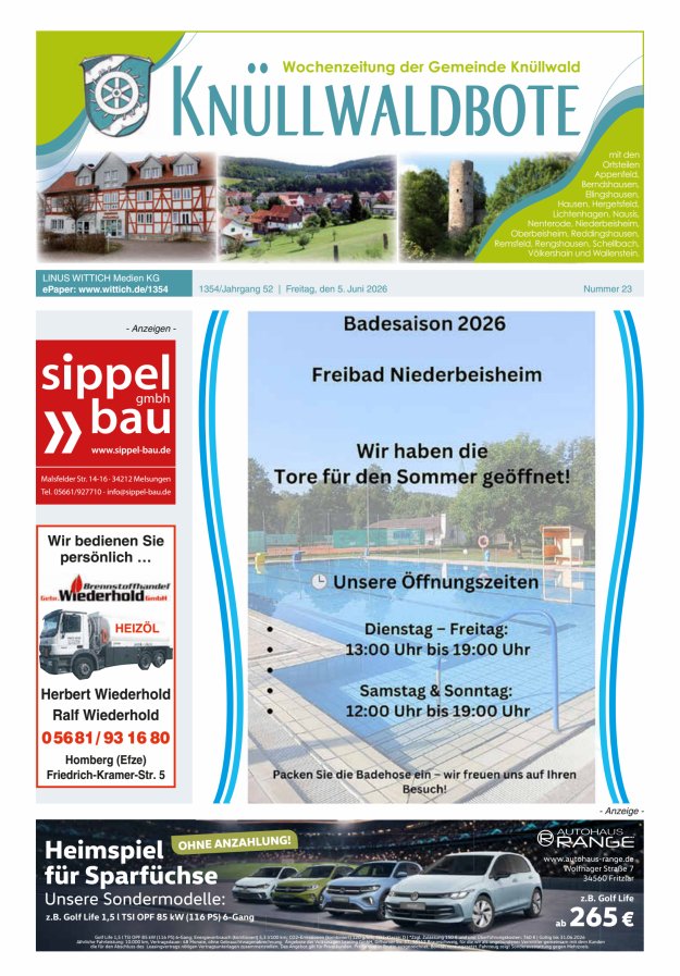 Knüllwaldbote Titelblatt 23/2026