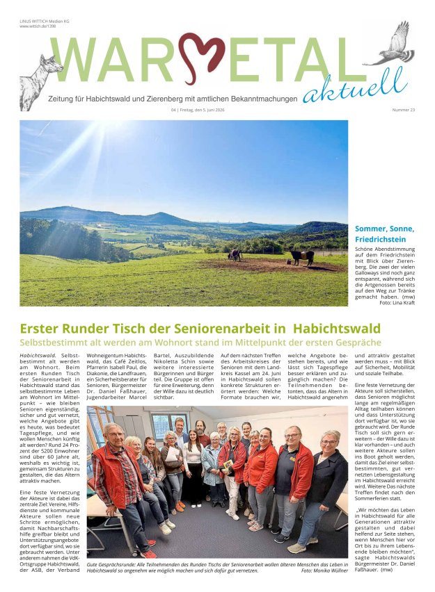 Warmetal aktuell (Habichtswald + Zierenberg) Titelblatt 23/2026