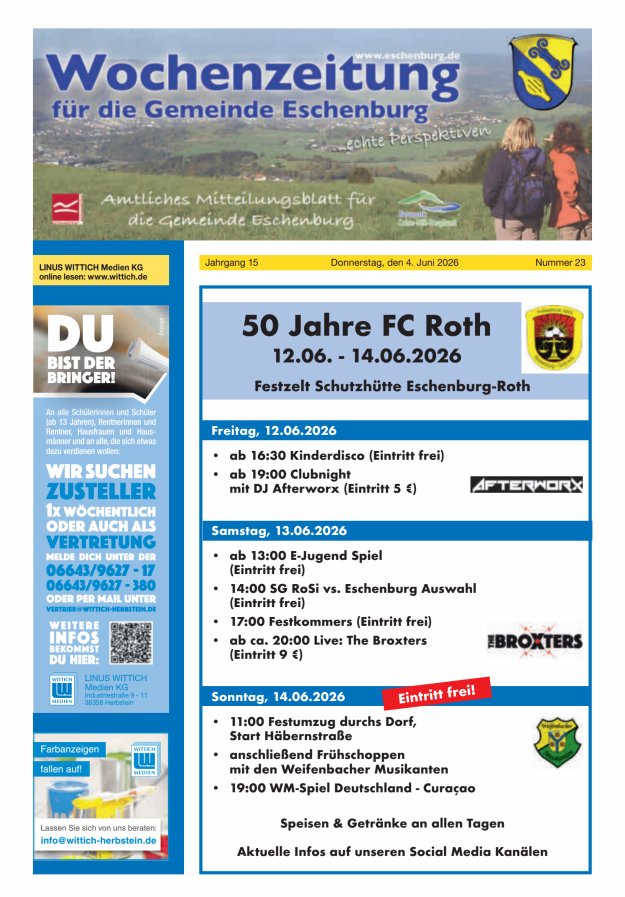 Wochenzeitung für die Gemeinde Eschenburg Titelblatt 23/2026