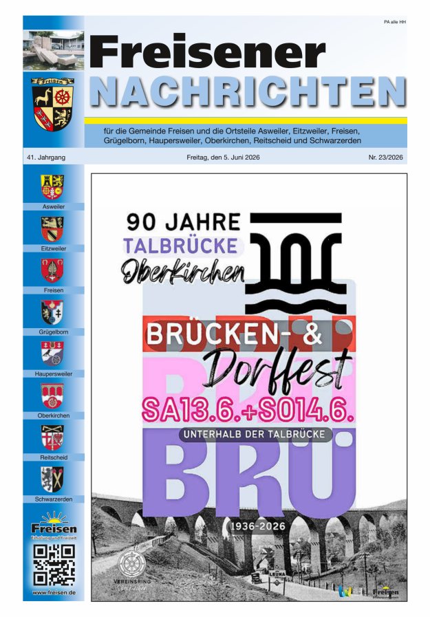 Freisener Nachrichten Titelblatt 23/2026