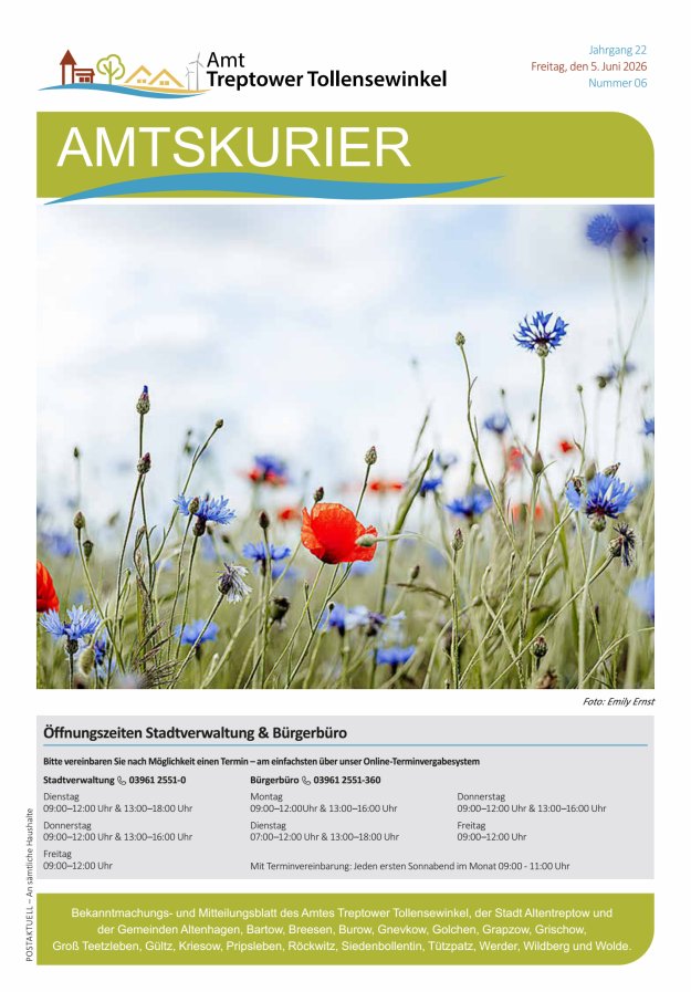 Amtskurier des Amtes Treptower Tollensewinkel Titelblatt 06/2026