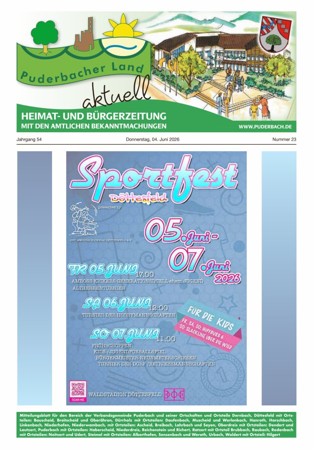 Puderbacher Land aktuell Titelblatt 23/2026