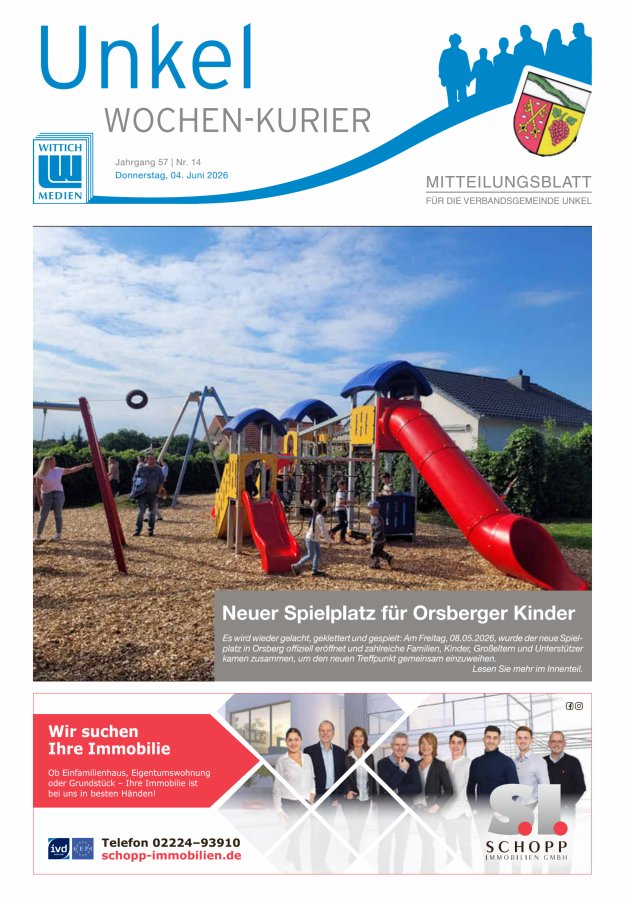 Wochen-Kurier Verbandsgemeinde Unkel Titelblatt 14/2026
