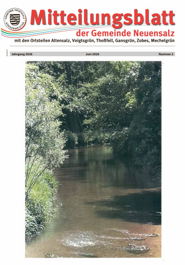 Mitteilungsblatt der Gemeinde Neuensalz Titelblatt 02/2026