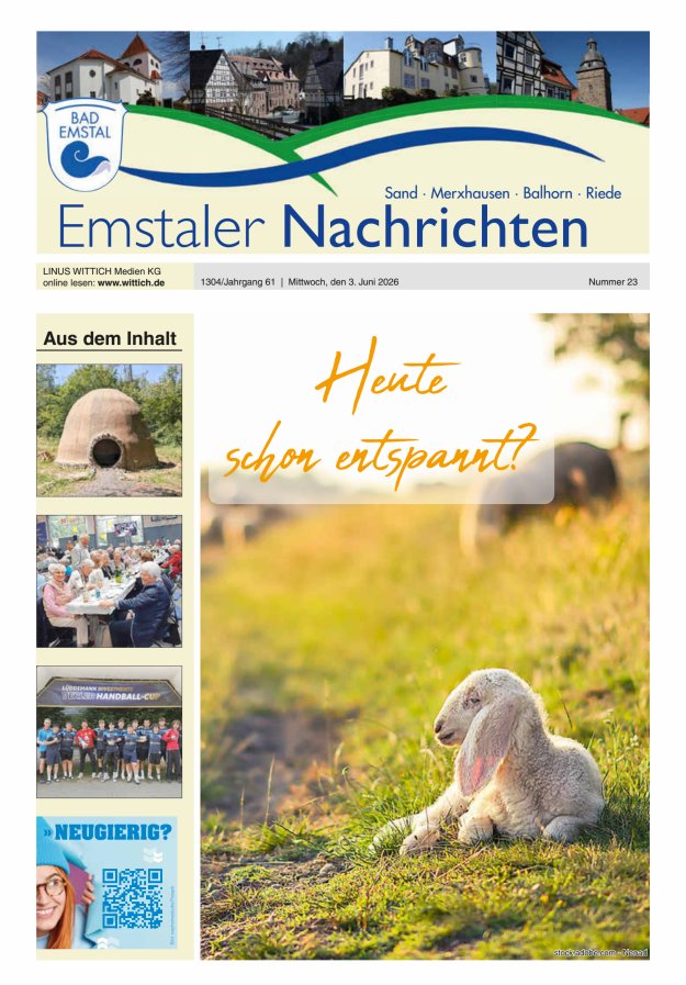 Emstaler Nachrichten Titelblatt 23/2026