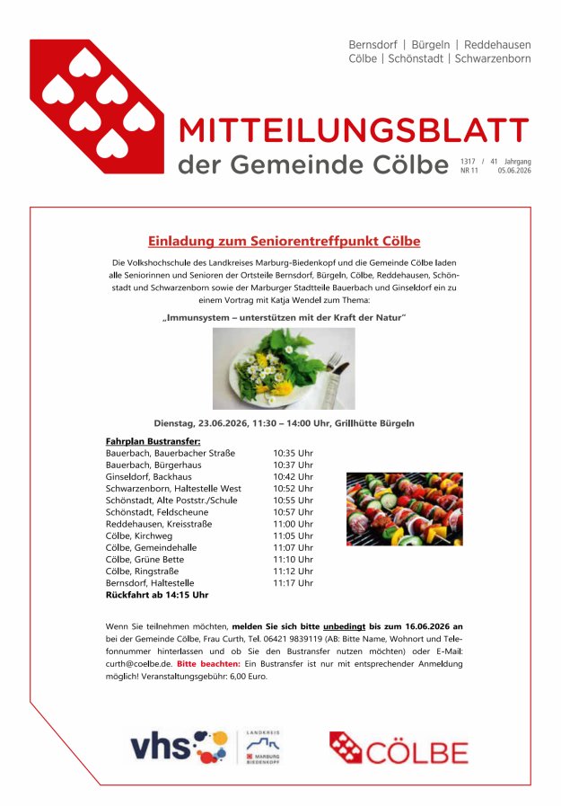 Cölbe Titelblatt 11/2026