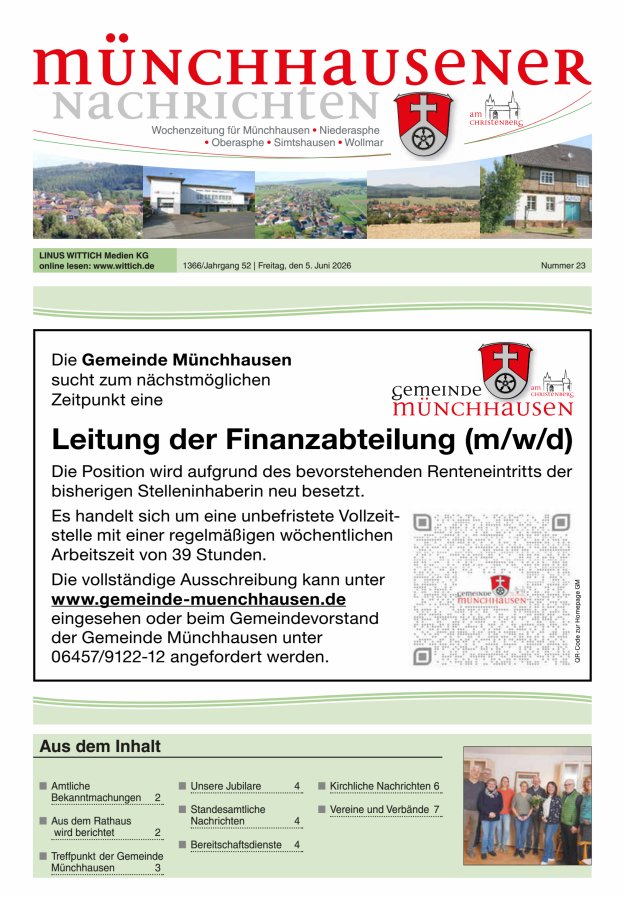 Münchhausener Nachrichten Titelblatt 23/2026