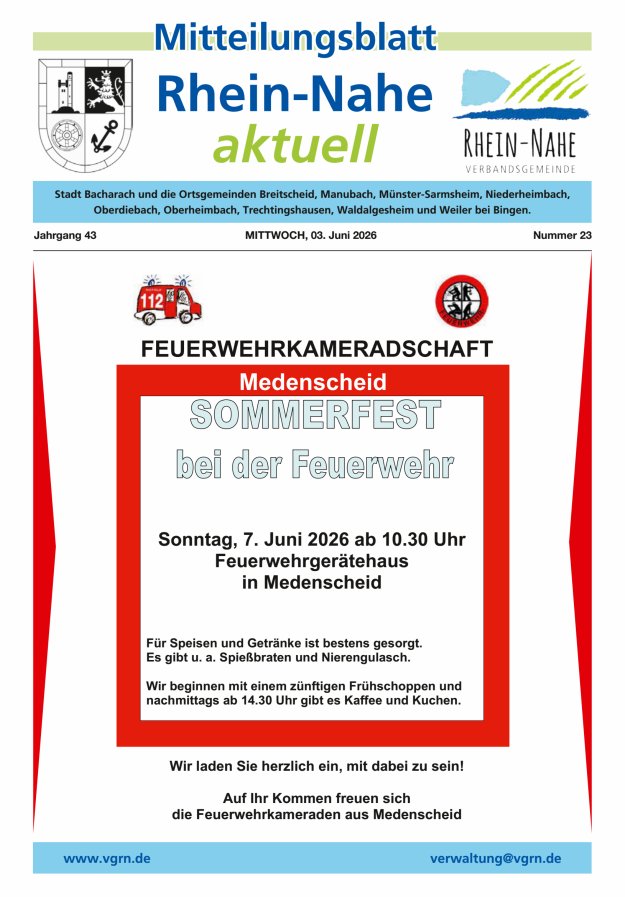 Rhein-Nahe aktuell Titelblatt 23/2026