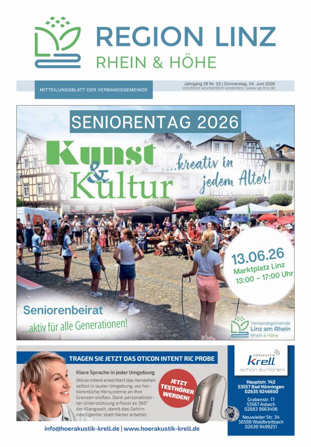 Unsere Verbandsgemeinde Linz am Rhein Titelblatt 23/2026