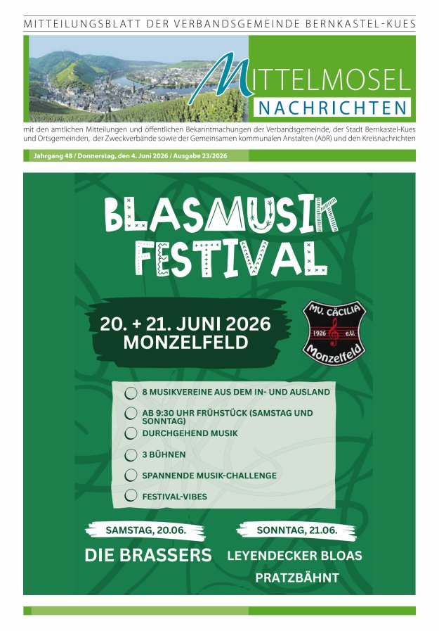 Mittelmosel-Nachrichten VG Bernkastel-Kues Titelblatt 23/2026