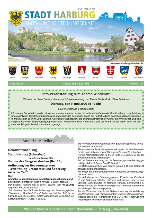 Amts- und Mitteilungsblatt der Stadt Harburg Titelblatt 23/2026