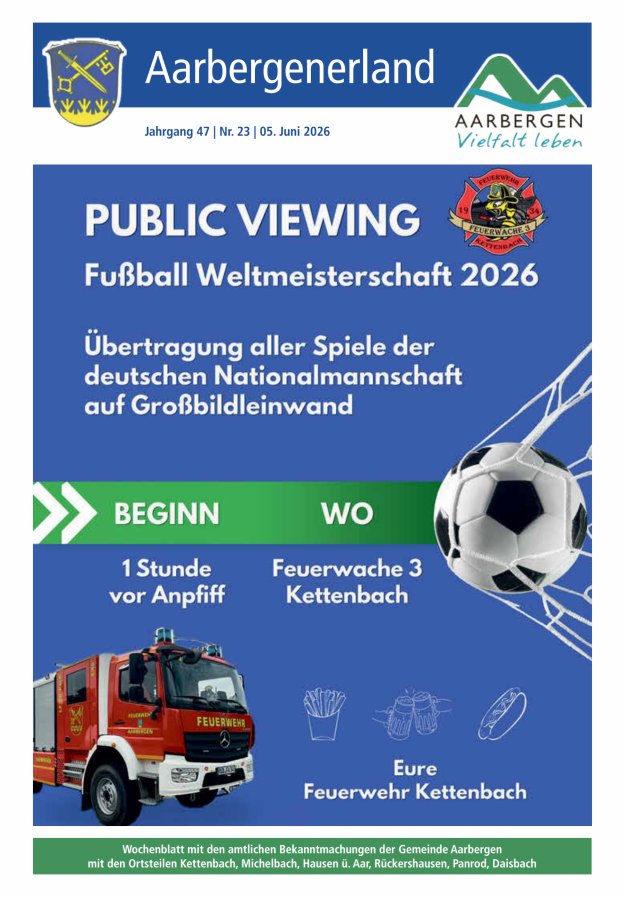 Aarbergenerland - Wochenblatt mit den amtlichen Bekanntmachungen Titelblatt 23/2026