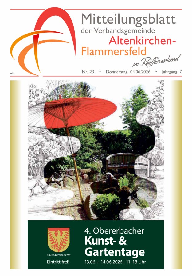 Mitteilungsblatt Verbandsgemeinde Altenkirchen-Flammersfeld Titelblatt 23/2026