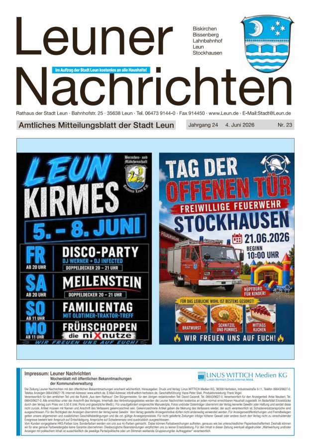 Leuner Nachrichten Titelblatt 23/2026