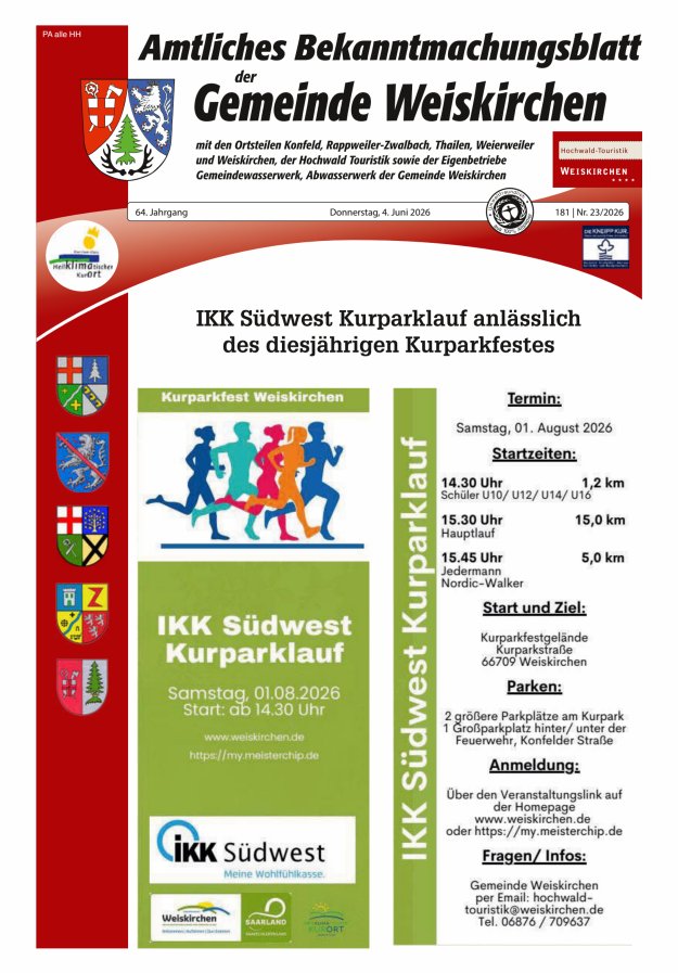 Amtliches Bekanntmachungsblatt der Gemeinde Weiskirchen Titelblatt 23/2026