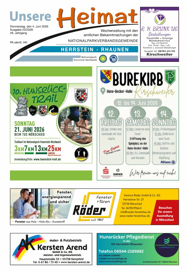 Unsere Heimat VG Herrstein-Rhaunen Titelblatt 23/2026