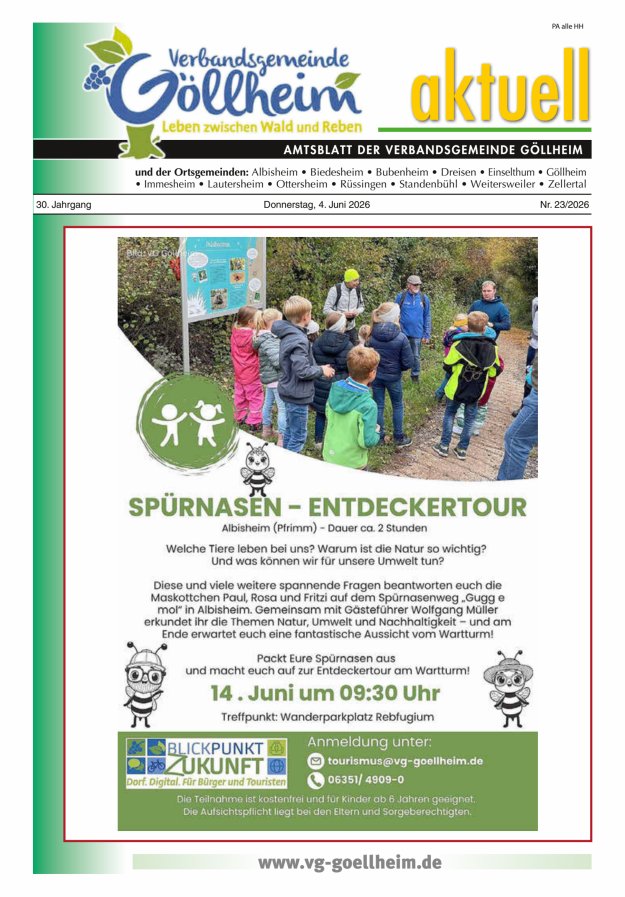 Verbandsgemeinde Göllheim aktuell Titelblatt 23/2026