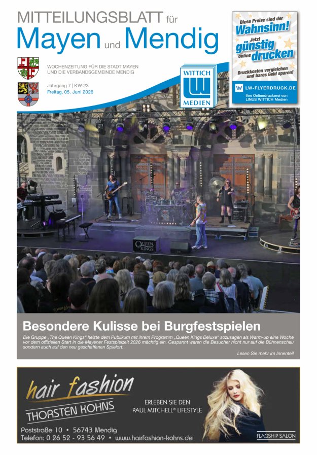 Mitteilungsblatt für Mayen und Mendig Titelblatt 23/2026