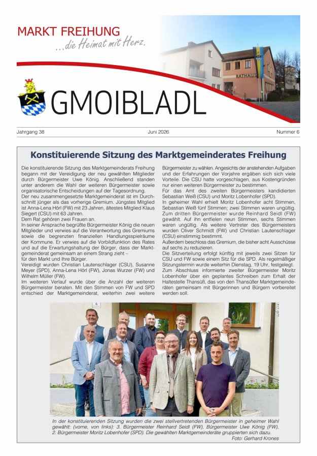 Markt Freihung Mitteilungsblatt Titelblatt 06/2026