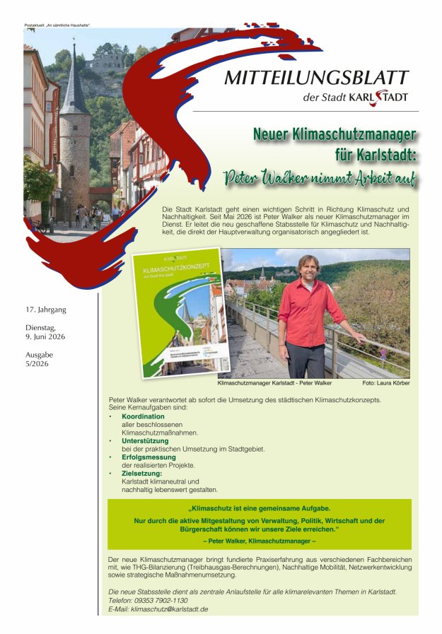 Mitteilungsblatt Karlstadt Titelblatt 05/2026
