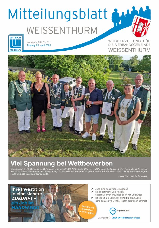 Mitteilungsblatt für den Bereich der Verbandsgemeinde Weißenthurm Titelblatt 23/2026