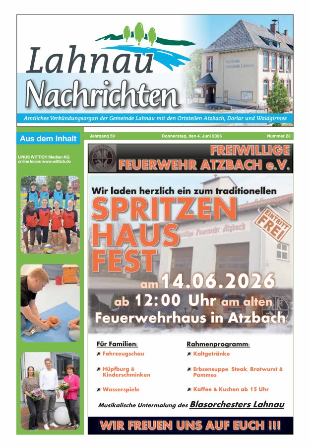 Lahnau Nachrichten Titelblatt 23/2026