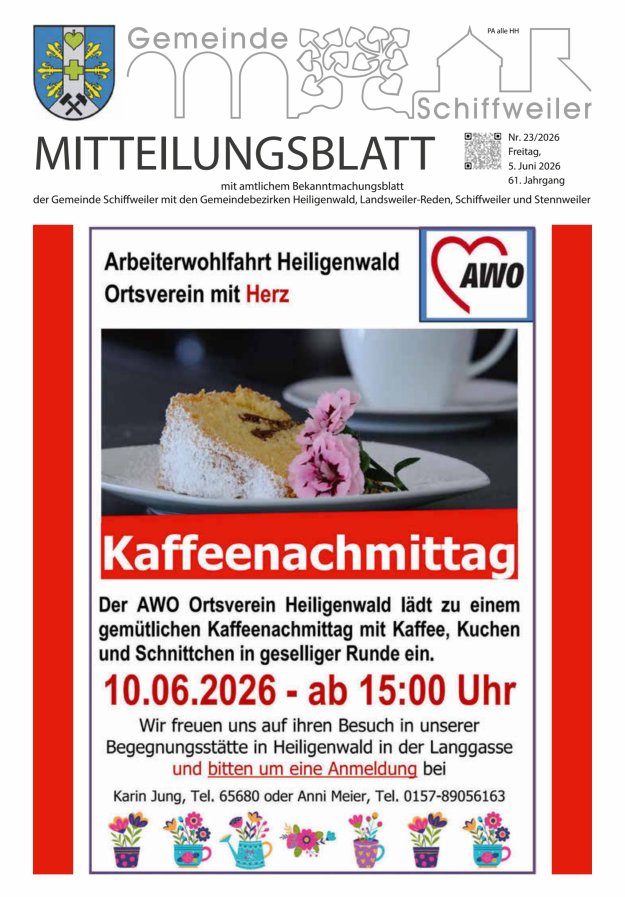Mitteilungsblatt Schiffweiler Titelblatt 23/2026