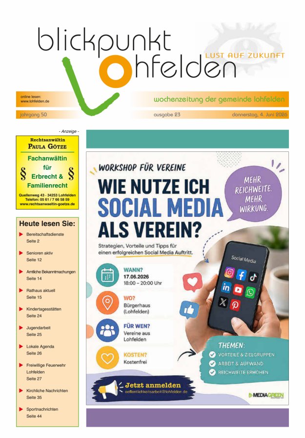Blickpunkt Lohfelden Titelblatt 23/2026