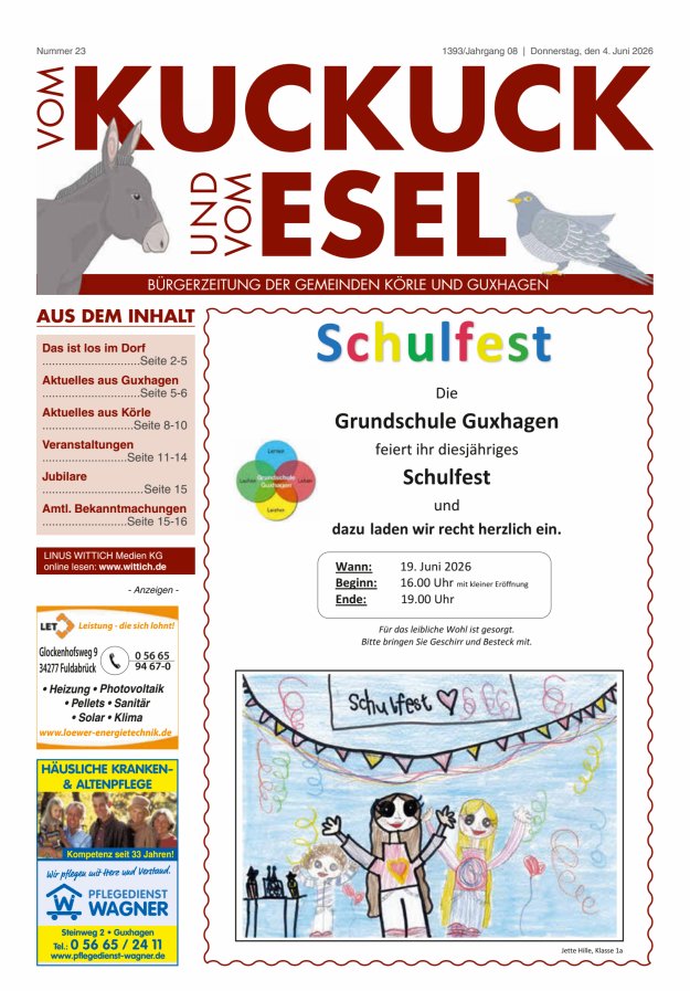 Vom Kuckuck und Esel (Guxhagen-Körle) Titelblatt 23/2026