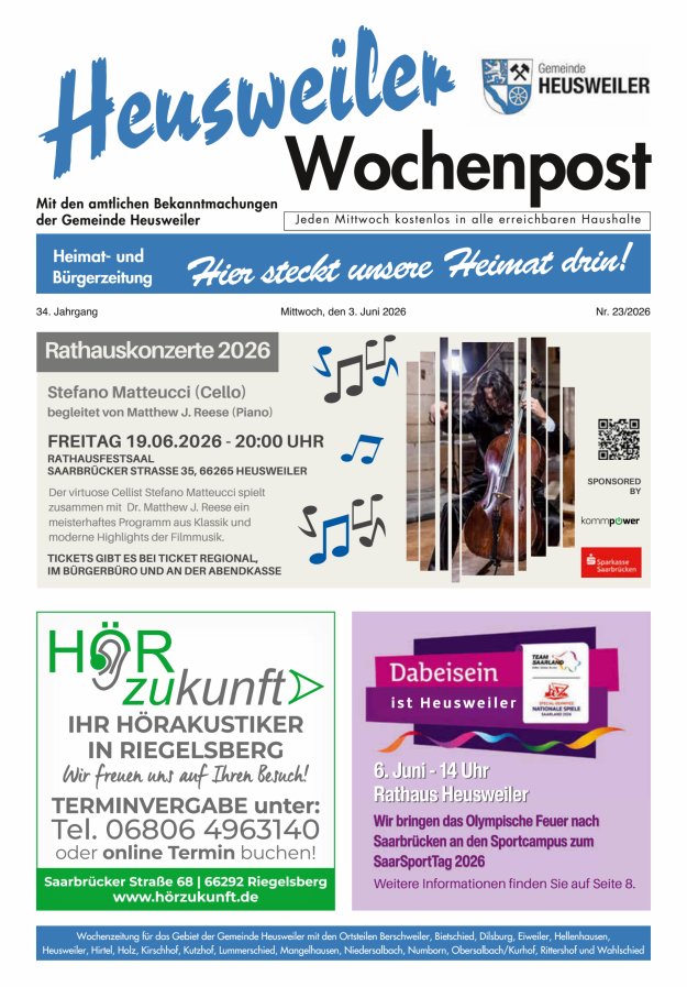 Heusweiler Wochenpost Titelblatt 23/2026