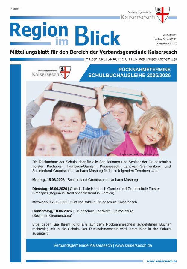 Region im Blick VG Kaisersesch Titelblatt 23/2026