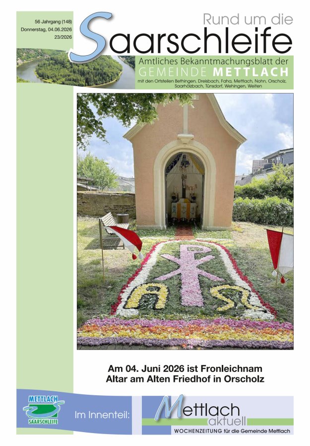 Rund um die Saarschleife Gemeinde Mettlach Titelblatt 23/2026