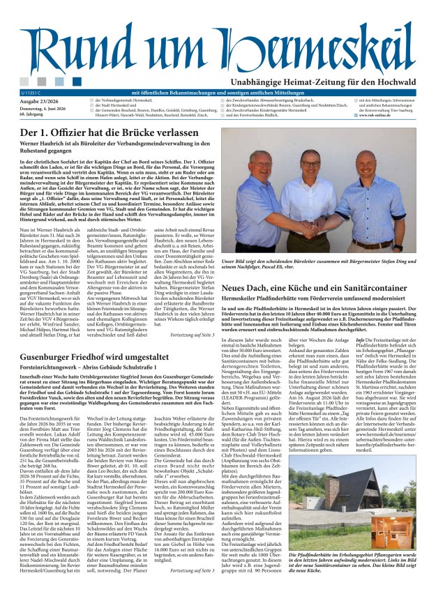 Rund um Hermeskeil Titelblatt 23/2026