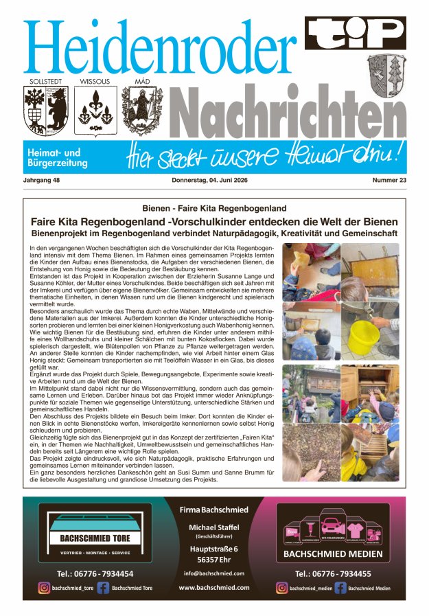 "tip" Heidenroder Nachrichten Titelblatt 23/2026