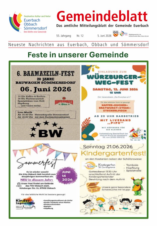 Gemeindeblatt der Gemeinde Euerbach Titelblatt 12/2026