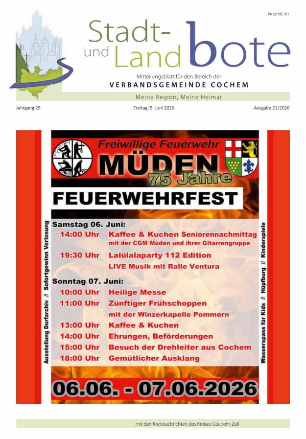 Stadt- und Landbote VG Cochem Titelblatt 23/2026