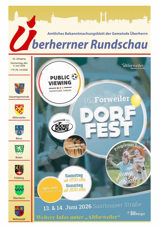 Überherrner Rundschau Titelblatt 23/2026