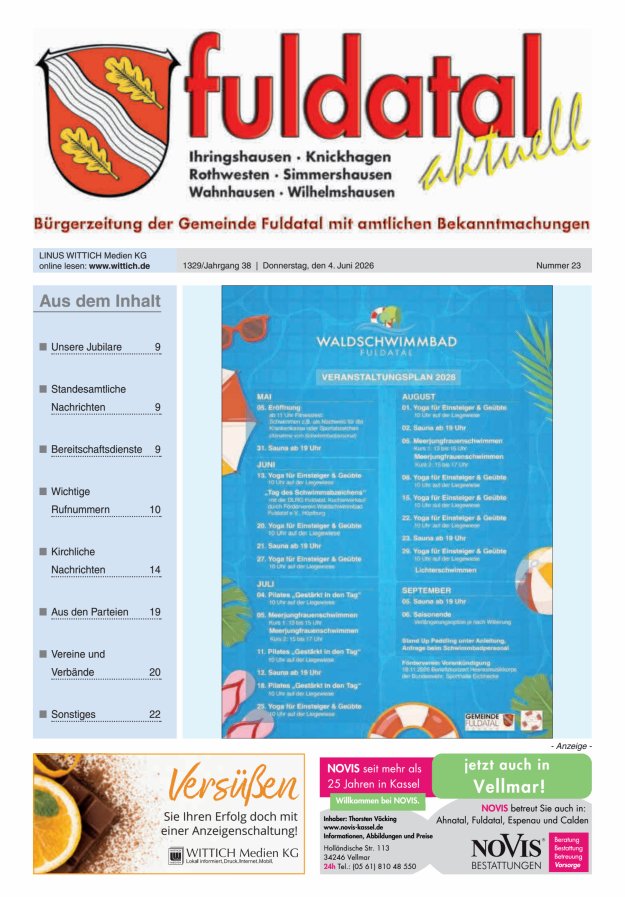 Fuldatal aktuell Titelblatt 23/2026