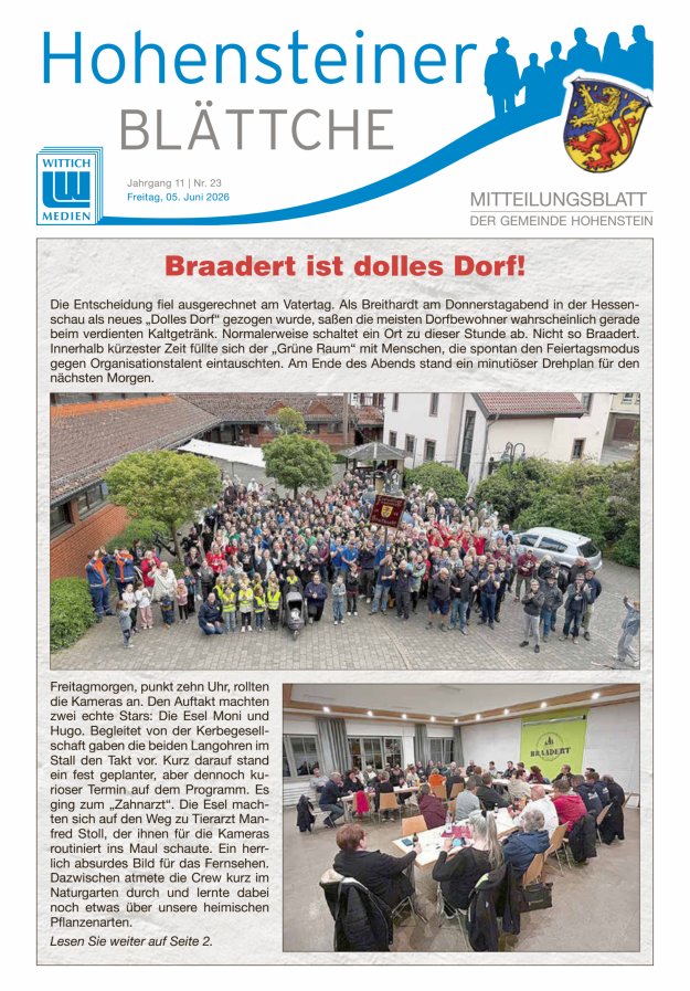 Hohensteiner Blättche Titelblatt 23/2026