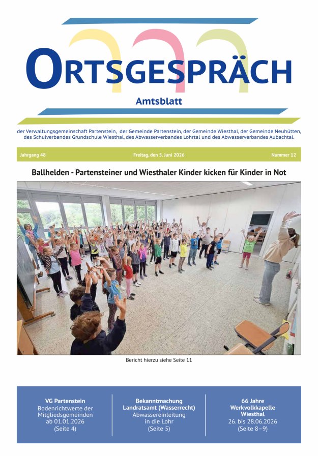 Ortsgespräch - Amtsblatt der VG Partenstein und ihrer Körperschaften Titelblatt 12/2026