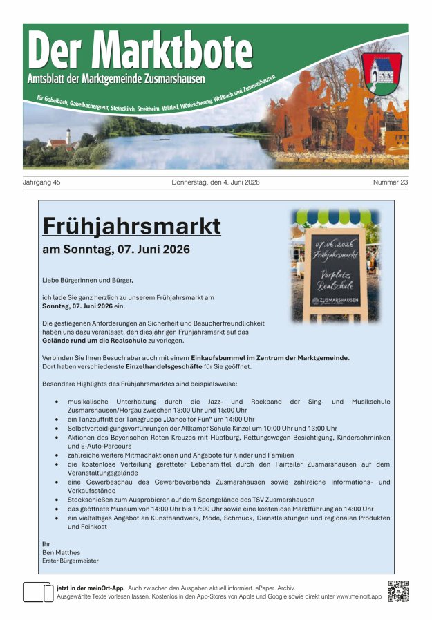 Zusmarshausen - Der Marktbote Titelblatt 23/2026