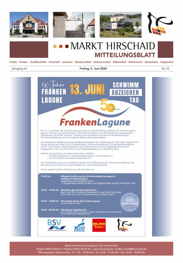 Mitteilungsblatt Markt Hirschaid Titelblatt 23/2026