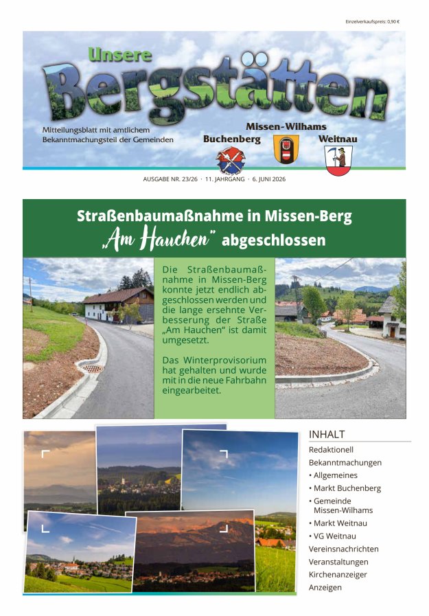 Unsere Bergstätten Mitteilungsblatt mit amtlichem Bekanntmachungsteil Titelblatt 23/2026