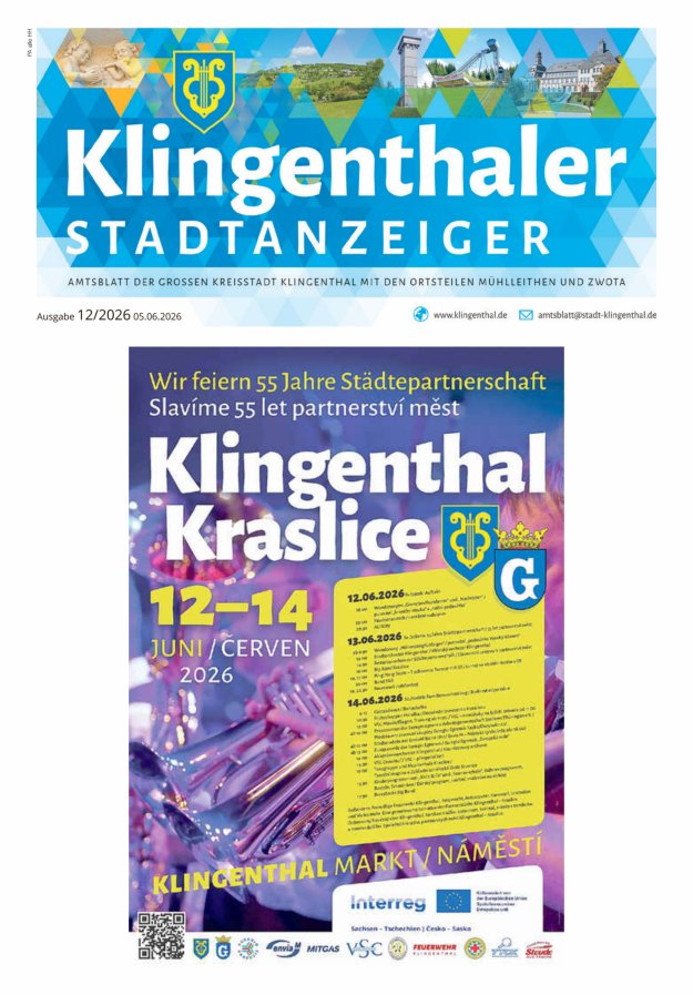Klingenthaler Stadtanzeiger  Titelblatt 12/2026