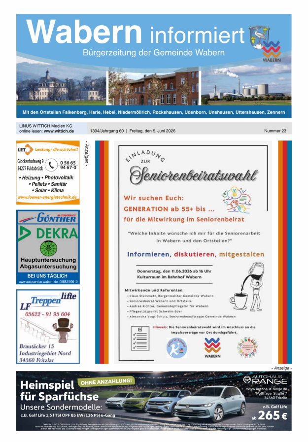 Wabern informiert Titelblatt 23/2026