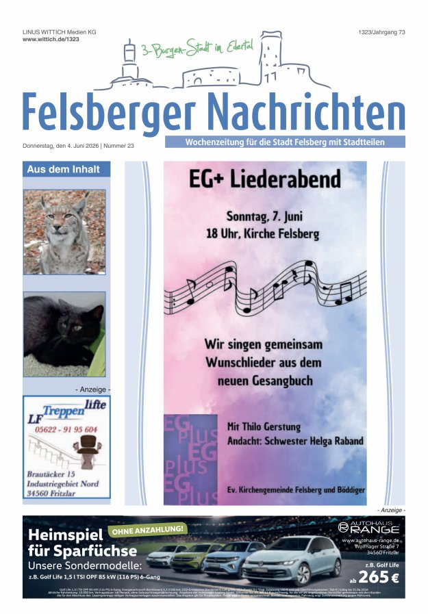 Felsberger Nachrichten Titelblatt 23/2026
