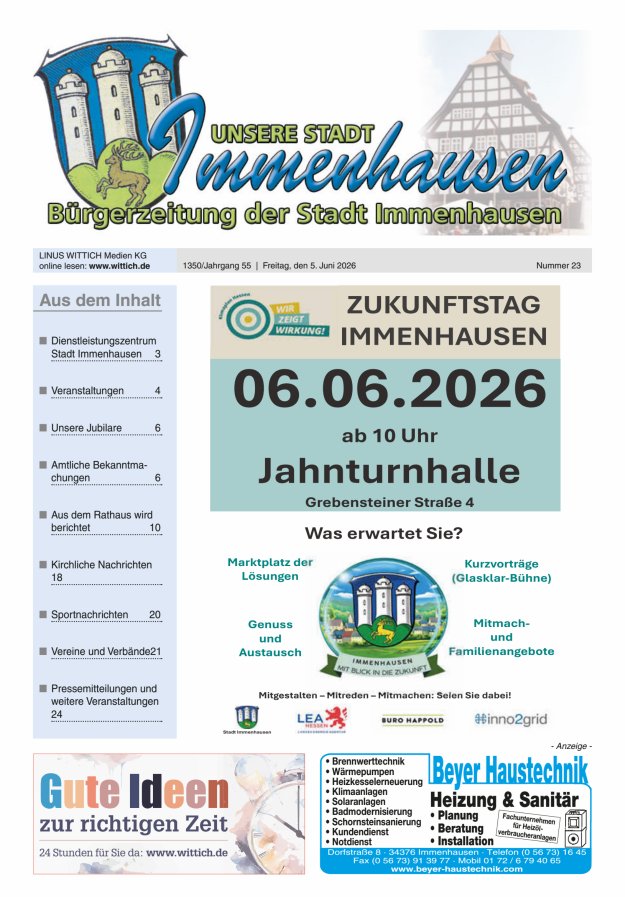 Unsere Stadt Immenhausen Titelblatt 23/2026