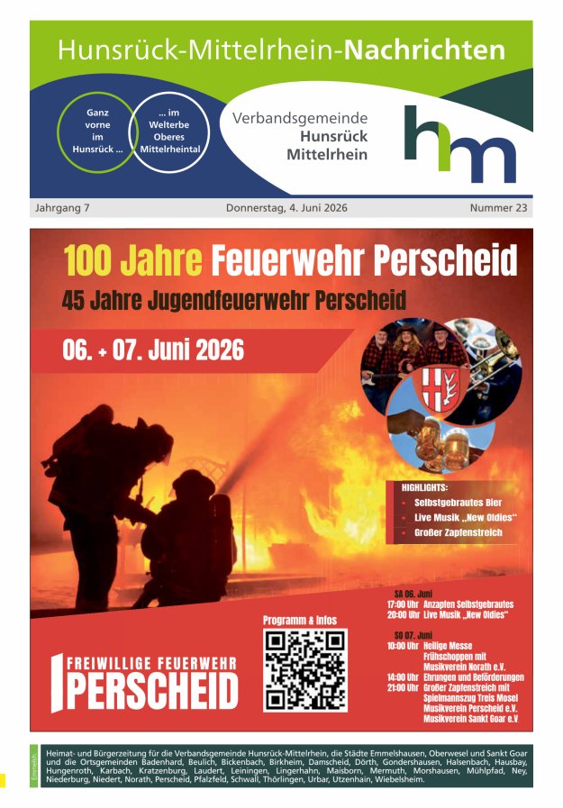 Hunsrück-Mittelrhein Nachrichten Ausgabe Emmelshausen Titelblatt 23/2026