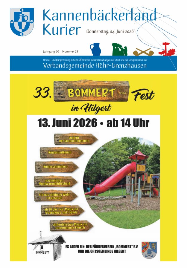Kannenbäckerland-Kurier Verbandsgemeinde Höhr-Grenzhausen Titelblatt 23/2026