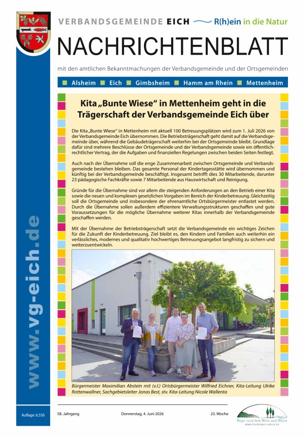 Nachrichtenblatt der VG Eich Titelblatt 23/2026
